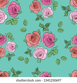 Roses in bouquets background.vector illustration