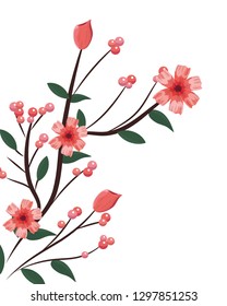 roses and branches leaves