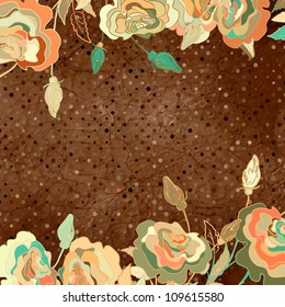 Roses brown beige and Colorful polka dot background.  And also includes EPS 8 vector