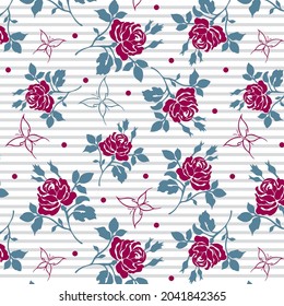 Roses and butterflies with polka dots on background