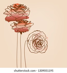 Roses card, beautiful symbols of love