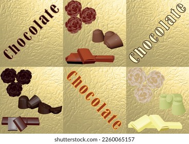 Roses chocolate graphic design.
Vector set for designation of chocolate products or manufacturers of chocolate products. For use on packaging, advertising and posters.
Vector EPS10.