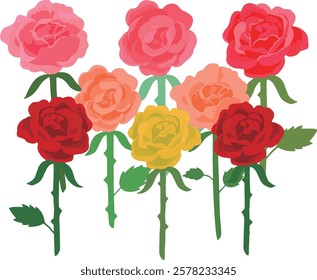 roses collection. The color of the petals can be adjusted in detail.