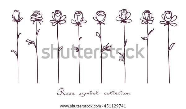 Roses Collection Isolated Rose Flower Sketch Stock Vector (Royalty Free ...