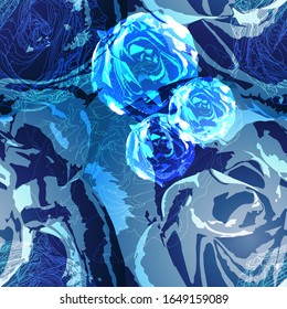 
Roses. Color vector seamless pattern.