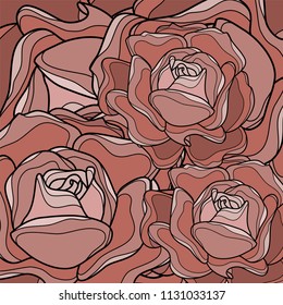 Roses composition. Botanical wallpaper. Vector illustration. Digital art. Cartoon background. 