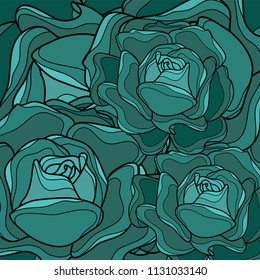 Roses composition. Botanical wallpaper. Vector illustration. Digital art. Cartoon background. 