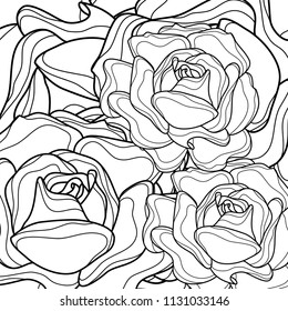 Roses composition. Botanical wallpaper. Vector illustration. Digital art. Cartoon background. 