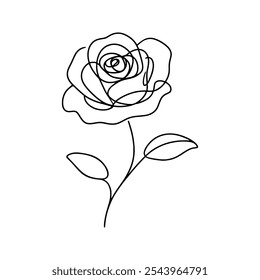 Roses, continuous one line sketch. Line art flower. Hand drawn vector art