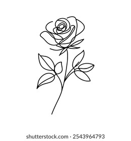 Roses, continuous one line sketch. Line art flower. Hand drawn vector art