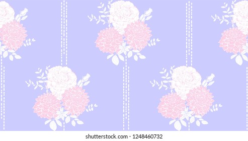 Roses and dahlias pattern seamless