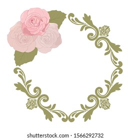roses and damask vector frame
