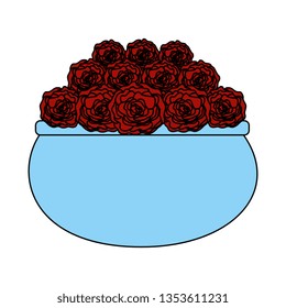 roses decoration in ceramic pot