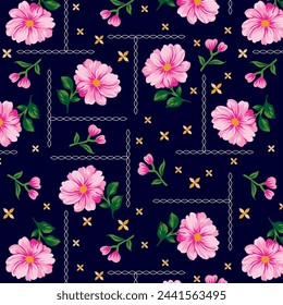 Roses with decorative frames pattern