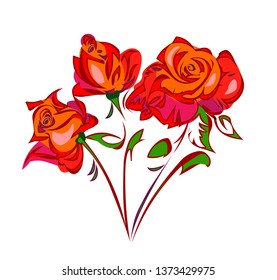 Roses decorative pattern flowers vector illustration on white background