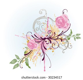 Roses and decorative patterns