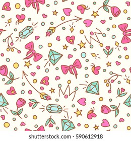 The roses and diamond seamless pattern.