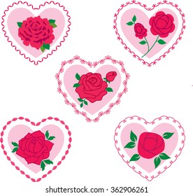 roses in embroidered heart frames