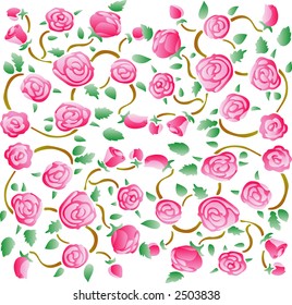 Roses fabric pattern 01 (Vector)