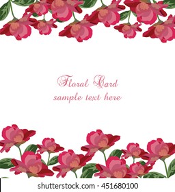 Roses floral card. Vector rose flowers banner. Vintage background, greeting or invitation card for wedding, birthday, Valentine's Day, Mother's Day