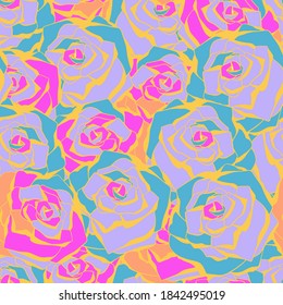 Roses. Floral endless background. Seamless vector pattern. Fashion print for fabrics, textiles, clothes.