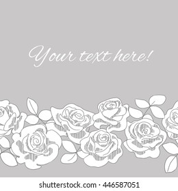 roses floral engraving simple vector illustration