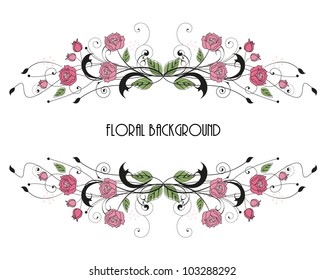 roses floral frame with place for text