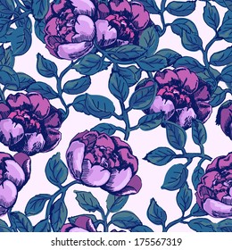 Roses floral seamless pattern. Flower background