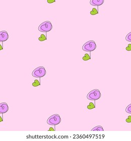 Roses. Floral seamless pattern on pink background. Texture.