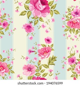 Roses, floral wallpaper, seamless pattern. Vector illustration.