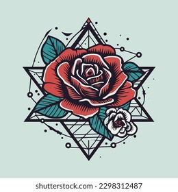 roses flower logo illustration features delicate and intricate details, perfect for creating an elegant and romantic brand image