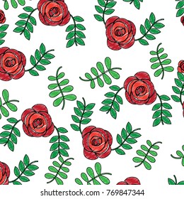 roses flower natural leaves decoration pattern