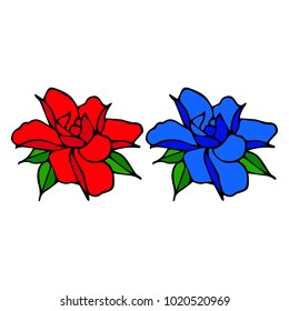 Roses flower vector illustration. Doodle style. Design, print, decor, textile, paper
