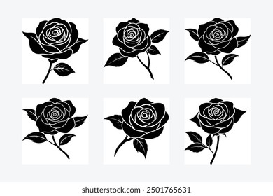Vector de flores de rosas en blanco y negro - Diseño de Illustrator para imprimir