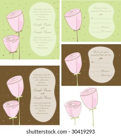 Roses/ Flower Wedding Invitation set - Invitations and reply cards