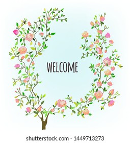 Roses flowers background for the card or banner. Vector graphic illustration