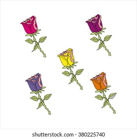 roses, flowers, cartoon vector