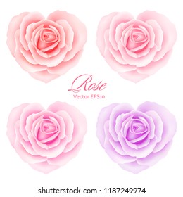 Roses flowers in heart shape. Vector illustration