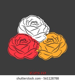 roses, flowers, icon, vector illustration eps10