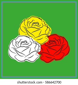 roses, flowers, icon, vector illustration eps10