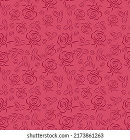 Flores y hojas de rosas, patrón sin costuras. Estilo lineal simple. Diseño para ropa, papel, papel pintado, empaque. Dibujo de vectores. Ilustración de monochrom.
