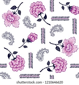 Roses and flowers Pattern With paisley