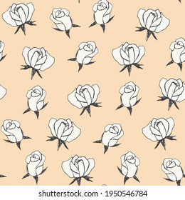 Roses flores sin fisuras doodal simple patrón vectorial