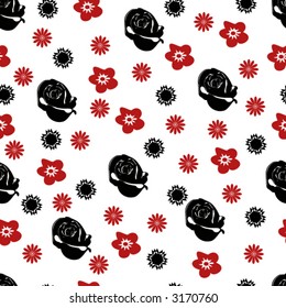 roses and flowers seamless pattern