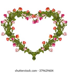 Roses frame in the shape of heart. EPS 10 vector file included