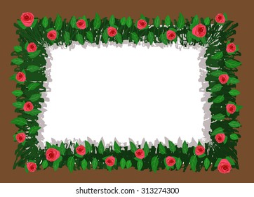 Roses frame. Vector illustration