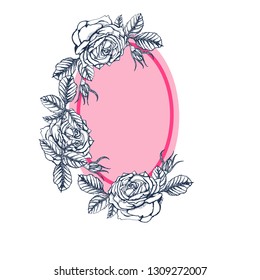 roses frame vector illustration hand drawing