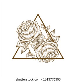 Roses framed Triangles on hand draw