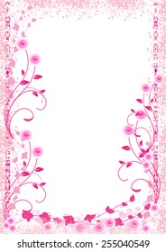 Roses frame-Pink roses frame with space for your text-Vector illustration  