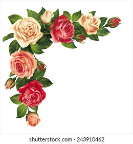 Roses Garland Isolated On White. Vector Eps 10.